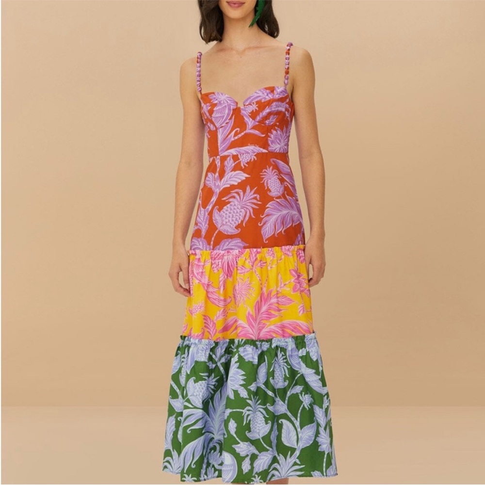 NWT XS Farm Rio Floral Multicolor Maxi Dress